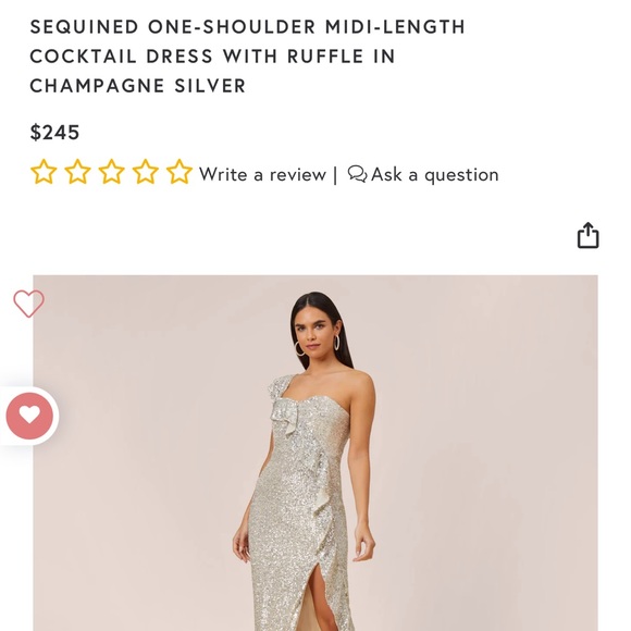 NWT Aiden Mattox champagne sequin one shoulder ruffle dress - Picture 4 of 8